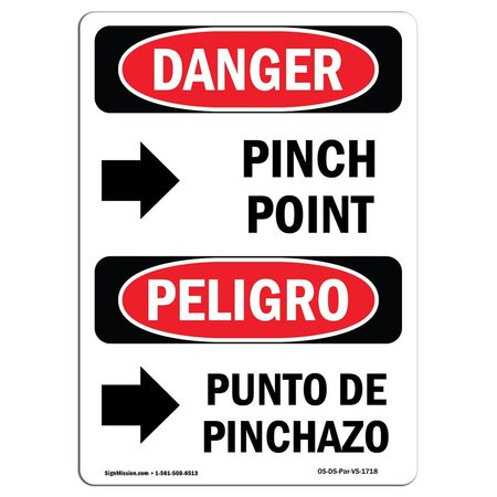 SIGNMISSION OSHA Sign, Pinch Point Bilingual, 10in X 7in Alum, 7" W, 10" L, Spanish, OS-DS-A-710-VS-1718 OS-DS-A-710-VS-1718